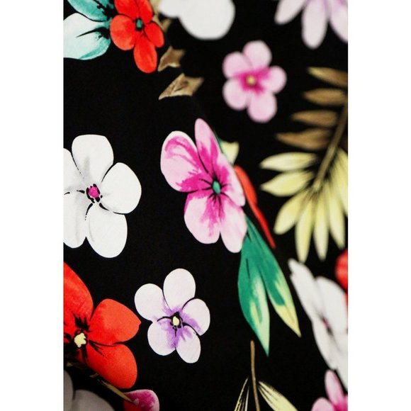 Silkland Women's 12 100% Pure Silk Tropical Vibrant Colorful Floral Pant Black - Picture 12 of 14